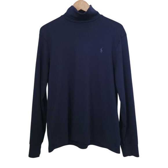 POLO RALPH LAUREN Navy Blue Long Sleeve Turtleneck Shirt Men's Size M - Picture 1 of 6